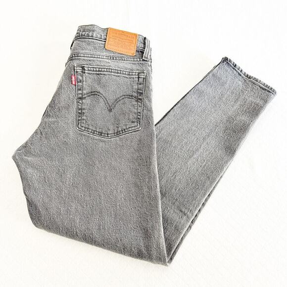 Levi's Wedgie Gray Wash Button Fly Charcoal Denim Straight Leg Jeans Size 26 - Picture 9 of 9